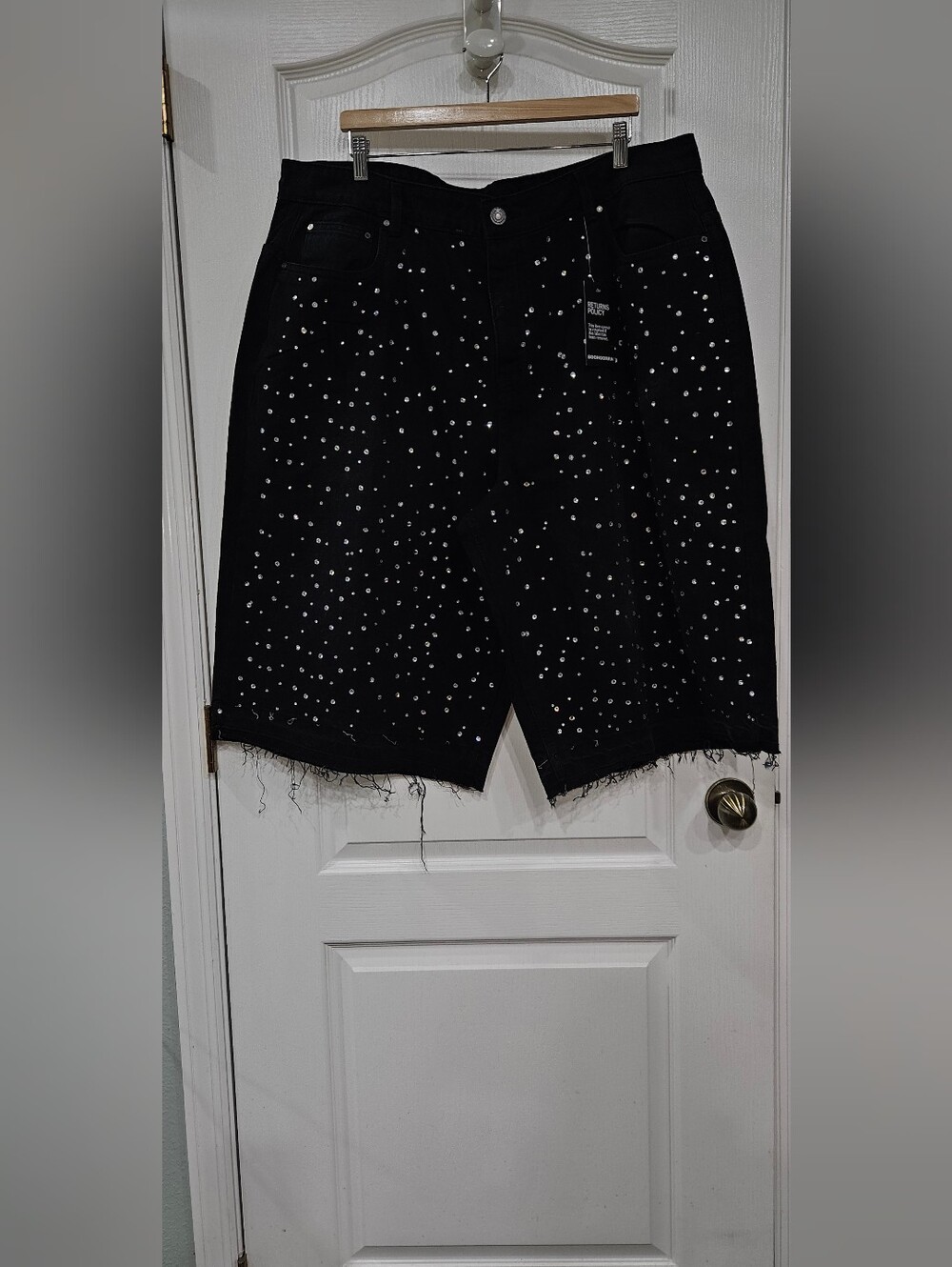 Black Studded Denim Jean Shorts